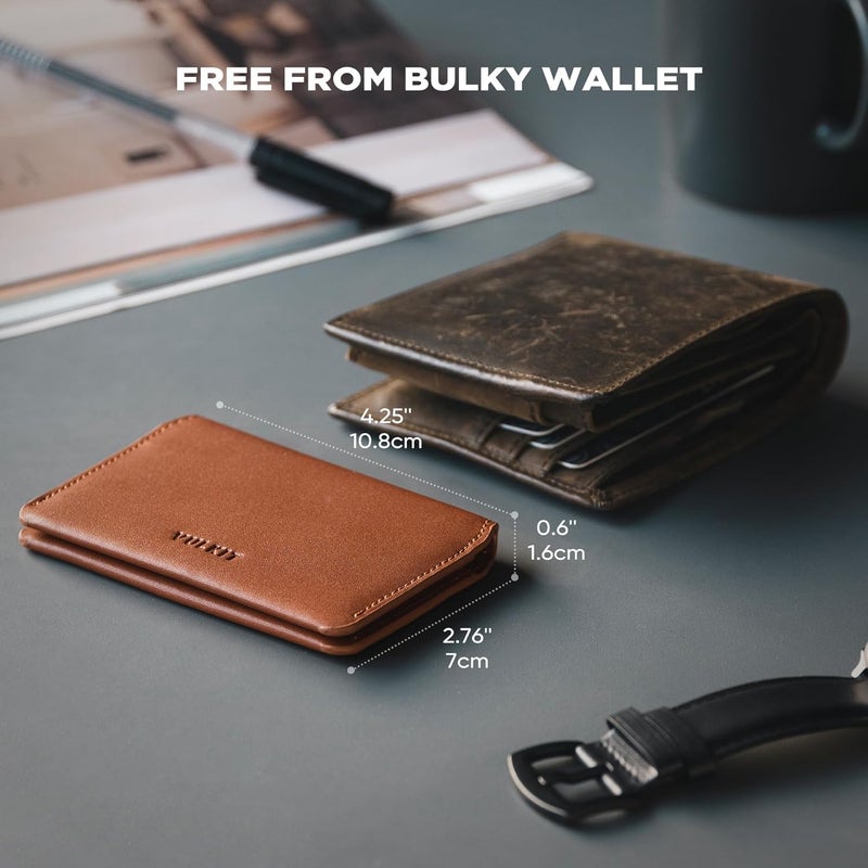 VULKIT Slim Minimalist Card Holder RFID Blocking Leather Credit Card Holder Front Pocket Wallet Magnetic Closure - Image 4